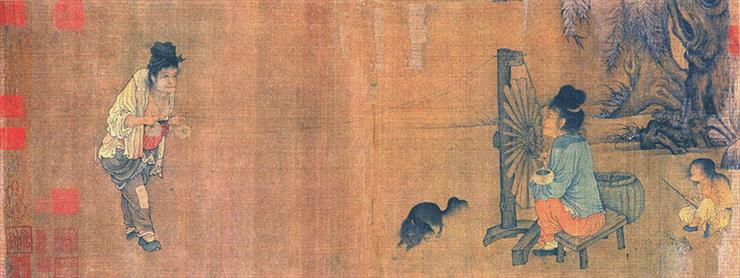 Sztuka chińska - Wang Juzheng-Kołowrotek lub Tkanie jedwabiu.Malarstwo na jedwabnym zwoju.jpg