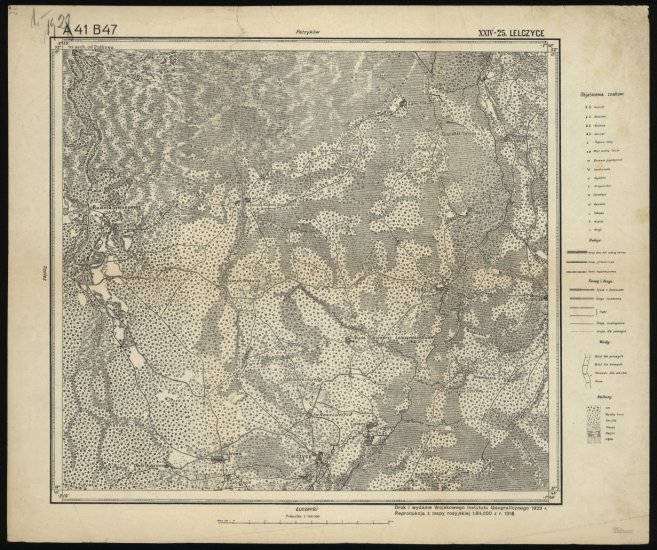 Mapa taktyczna Polski 1_100 000 - przedruki map zaborczych w cięciu rosyjskim - A41_B47_XXIV-25_LELCZYCE_1923.jpg