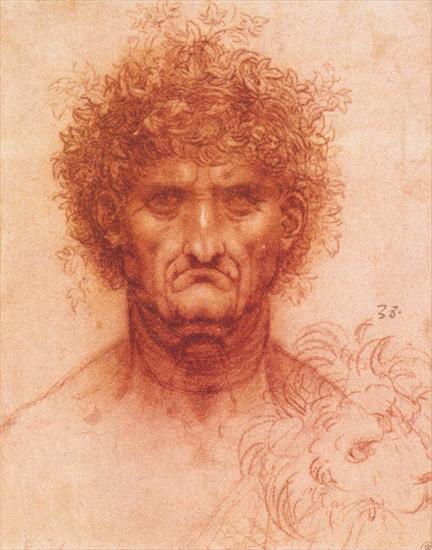 Studies  drawings - Old man with ivy wreath and lions head1503-05Royal Library, Windsor.bmp