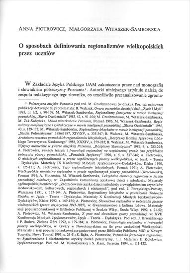 Piotrowicz A., Witaszek-Samborska M. - O sposobach definiowania regionalizmów wielkopolskich przez uczniów - 1.jpg