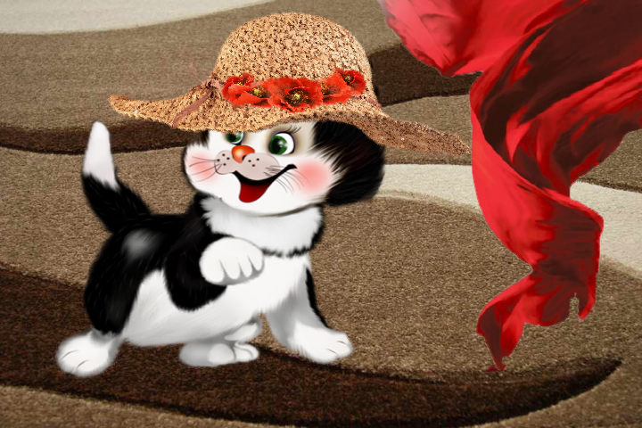 Tapety - Kot w kapeluszu  - seria - Kocio - pierwszomajowy  - tapeta.png